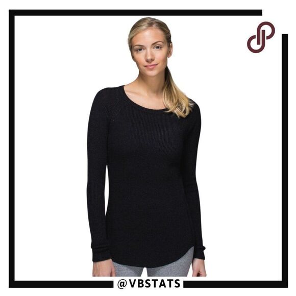 Lululemon Cabin Yogi Long Sleeve Black / Heather Dark Gray in Size 4 - Picture 2 of 11